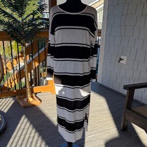 UCHUU | Striped Long Sleeve Sheer Dress